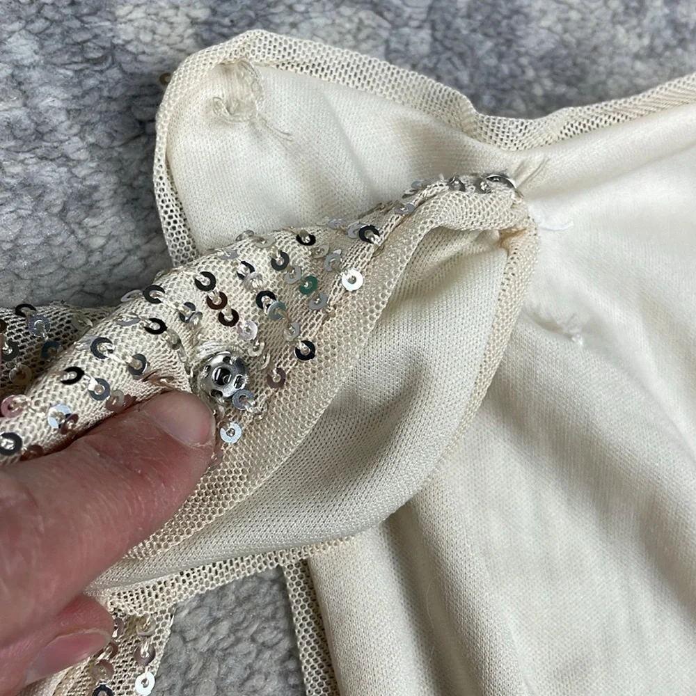 Lapis Sequin Champagne Maxi V Neck Dress with Slit Sparkle - Picture 14 of 15
